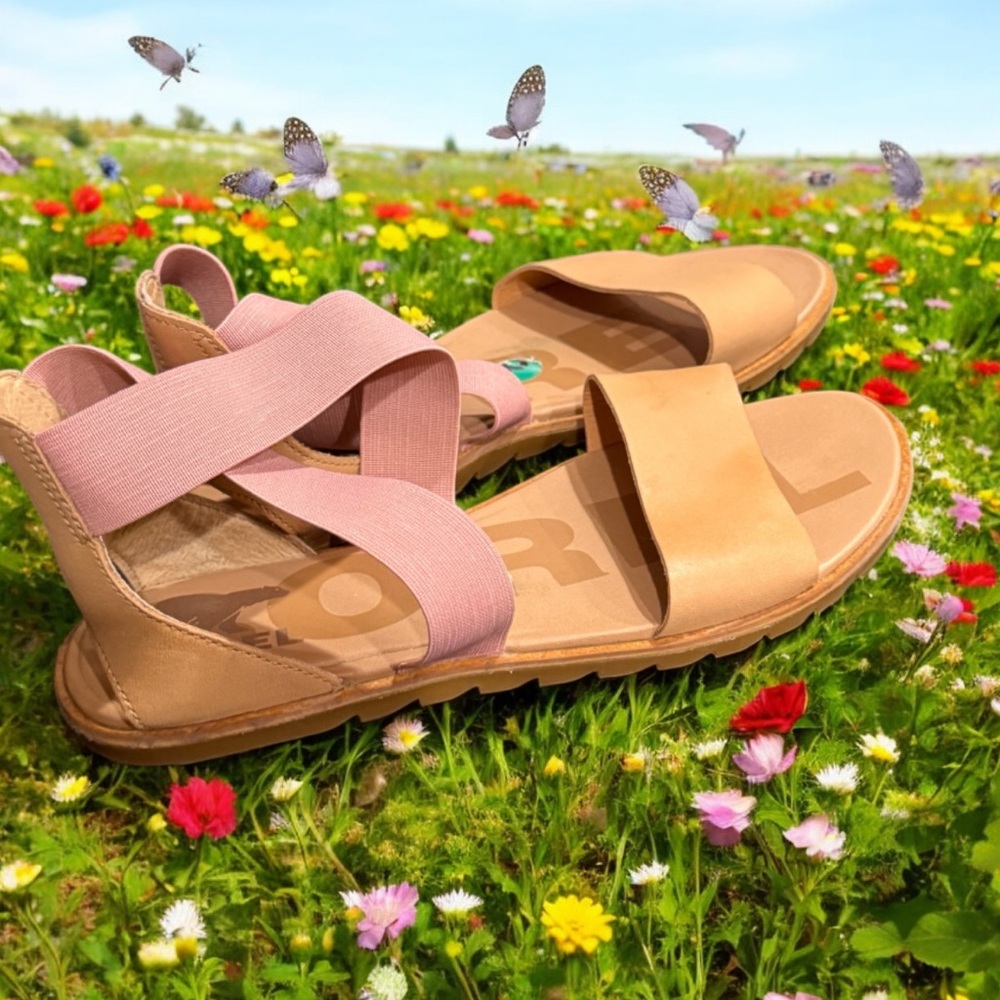Sorel Women's Tan and Pink Sandals size 8